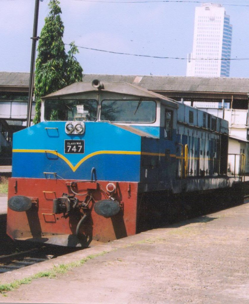 ALCO Bombardier class M4 747 majestically posing to a photograph at  Colombo Fort Railway Station on 2012 Dec 15th.  

