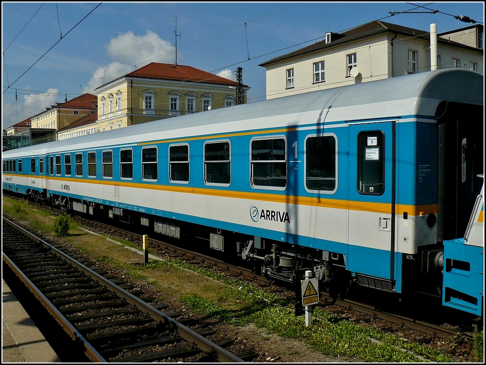 ARRIVA first class passenger wagon taken in Regensburg on September 11th, 2010.