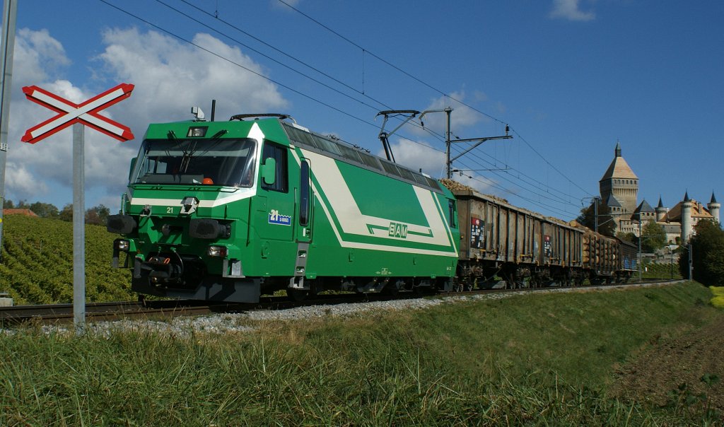 BAM Ge 4/4 with a Cargo train by the Castle of Vufflens
13.10.2009