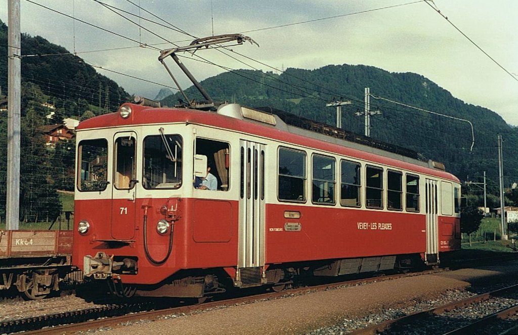 BDeh 4/2 N 71 in Blonay. 
August 1985
(scanned analog photo)