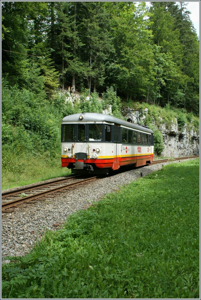 Be 4/4 n 5 in the wood between Les Frtes and Les Brenets. 
19.08.2010