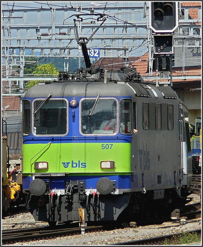 BLS Re 420 507 pictured at Spiez on July 29th, 2008.