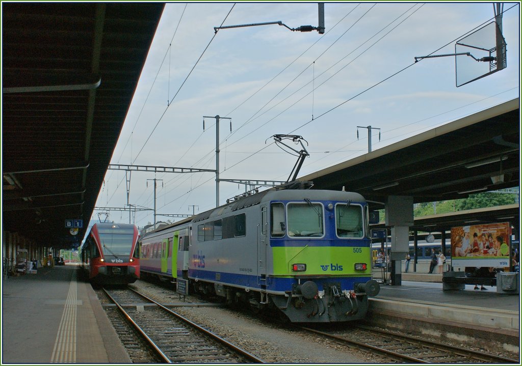 BLS Re 4/4 II with RE to Bern in Neuchatel. 
22.07.2010