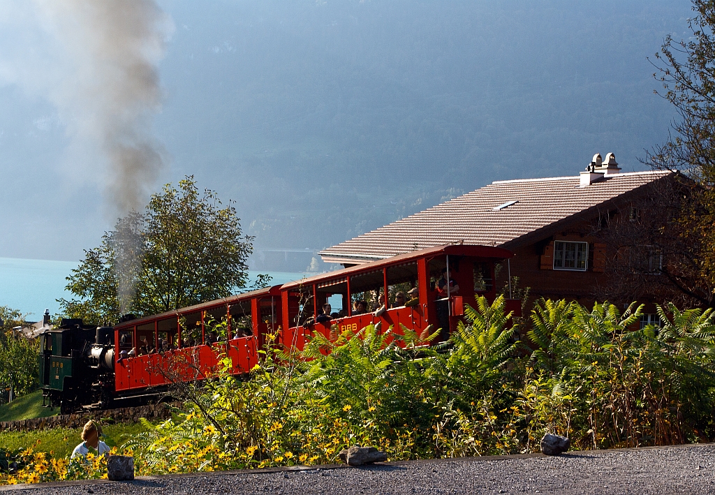 Brienz (CH) on 10/01/2011 at 9:45 clock the coalfired locomotive 6 of the Brienz Rothornbahn (BRB) drives to the Rothorn.