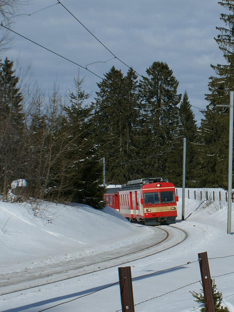 CJ local train between Le Noirmont and Les Creux-des-Biches.
16.02.2010