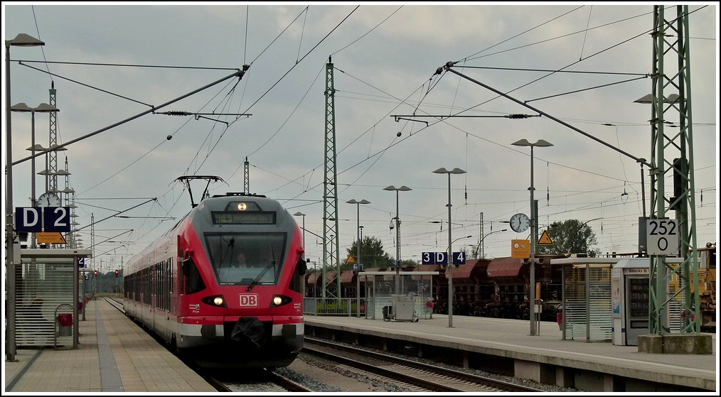 DB Flirt as RE 9 to Binz is entering into the station of Bergen auf Rgen on September 22nd, 2011.