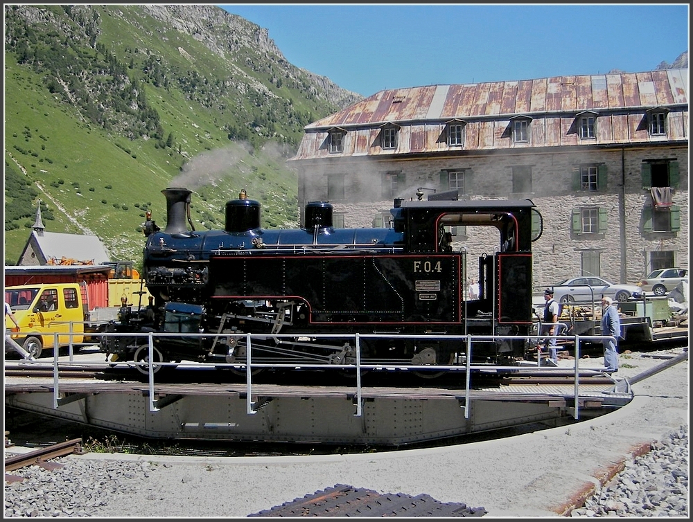 DFB steam engine HG 3/4 Nr 4 taken on the turntable at Gletsch on August 1st, 2007.