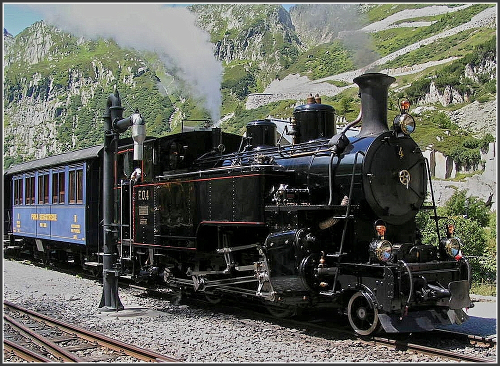 DFB steam engine Nr 4 photographed at Gletsch on August 1st, 2007. 