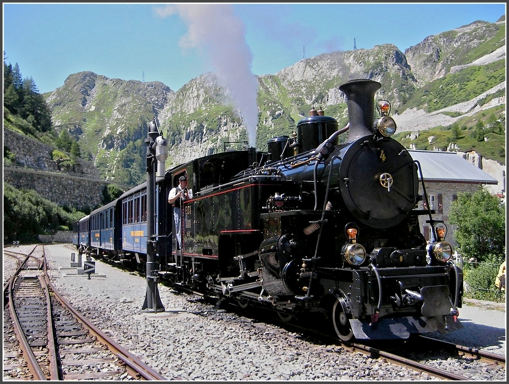 DFB steam train pictured at Gletsch on August 1st. 2007.