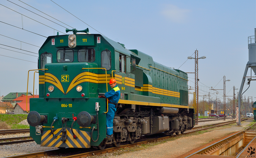 Diesel loc 664-111doing some maneuvers on Pragersko station. /17.4.2013