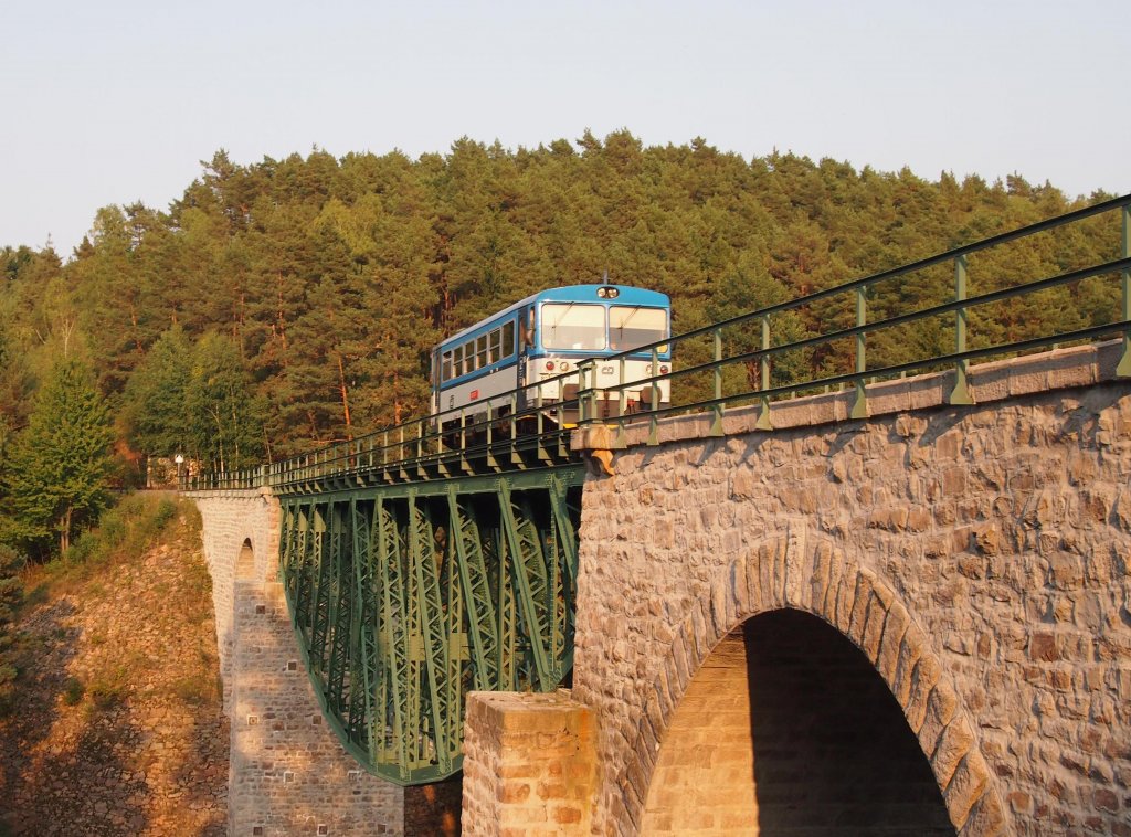 Diesel locomotive 810 on the bridge near the village Cista at at 4.9.2012.