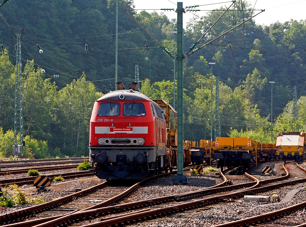 Diesel lokcomotive 218261-6 of the Bahnbau group at the 26.06.2011 in Betzdorf/Sieg. The locomotive was built in 1973 from Henschel under the serial number  31738.