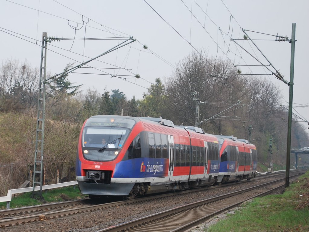 DMU class 643  Talent  arriving at Kohlscheid on 29 March 2012 (RB 20 to Stolberg).