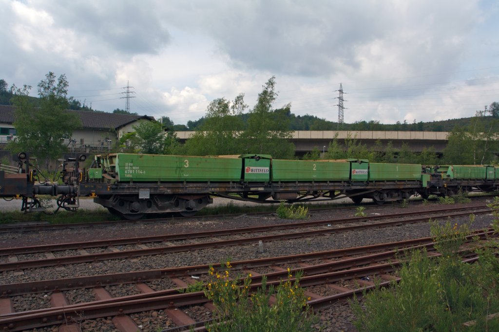 Dump Truck wagon Fakks (6781 114-5) of the company Wittfeldt parked at the 28/05/2011 in Kreuztal (Germany).