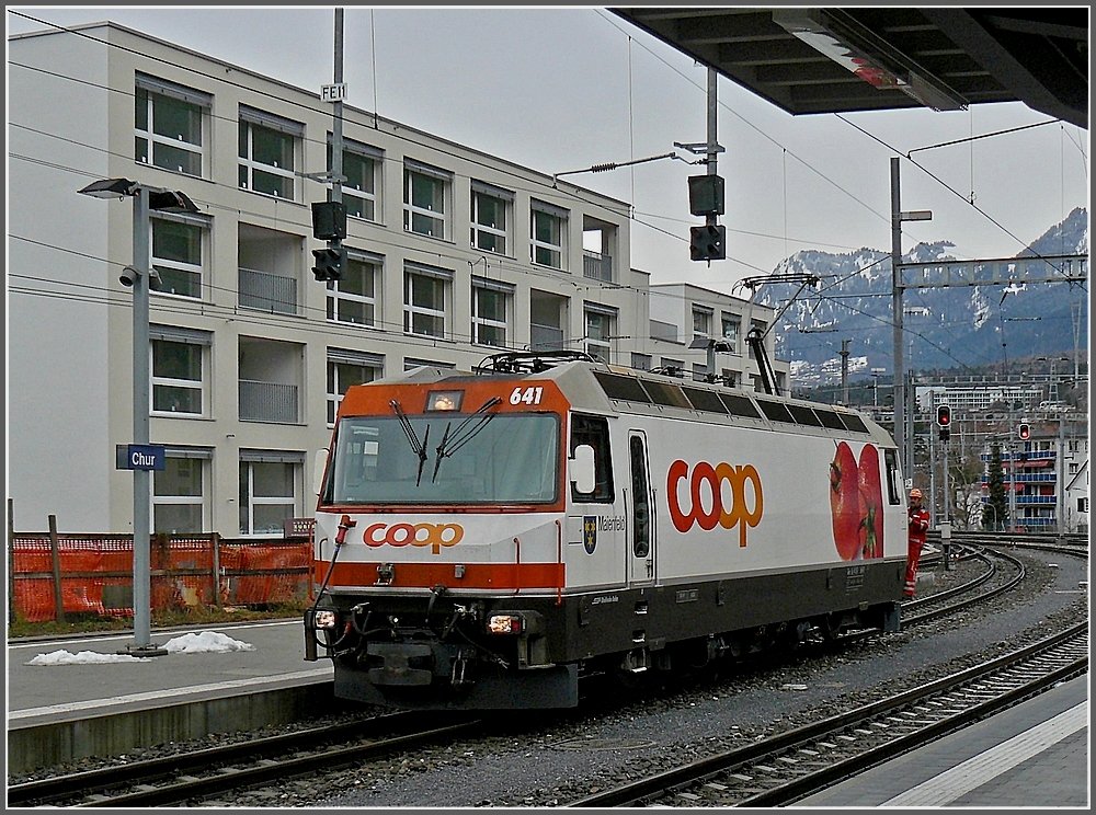 Ge 4/4 III 641 pictured at Chur on December 23rd, 2009.