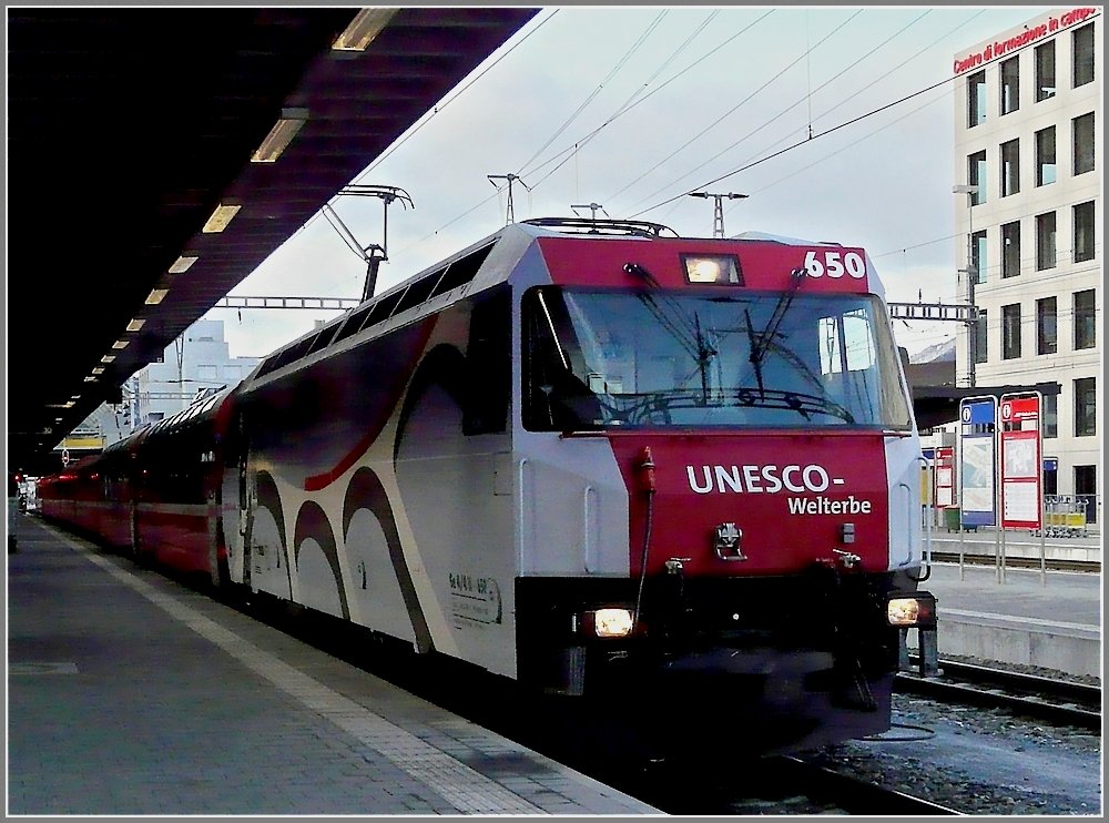 Ge 4/4 III 650  UNESCO World Heritage  taken at the station of Chur on December 22nd, 2009.