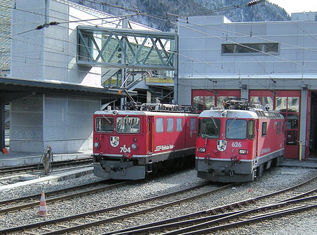 Ge 6/6 II and Ge 4/4 II in Chur. 
22.03.2008