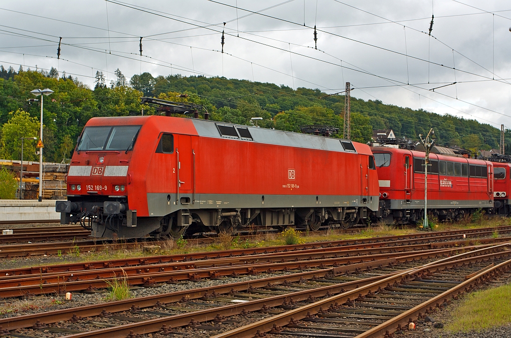 German electric locomotive 152 169-9 from the DB AG parked at the 08.10.2011 in Kreuztal (Germany).