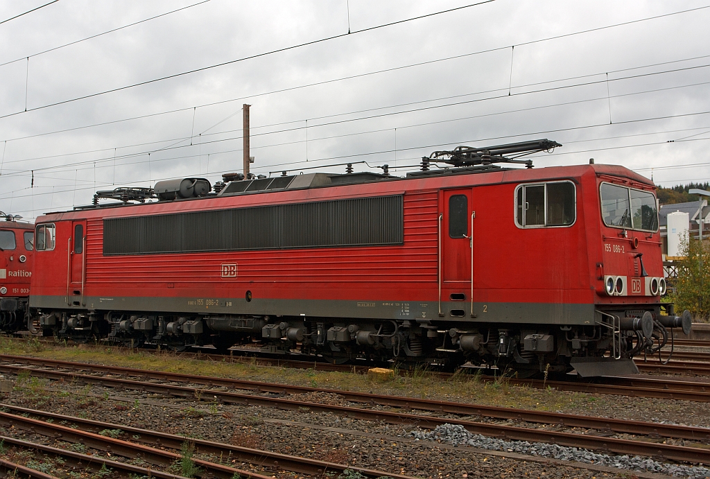 German electric locomotive 155 086-2  from the DB AG parked at the 08.10.2011 in Kreuztal (Germany).