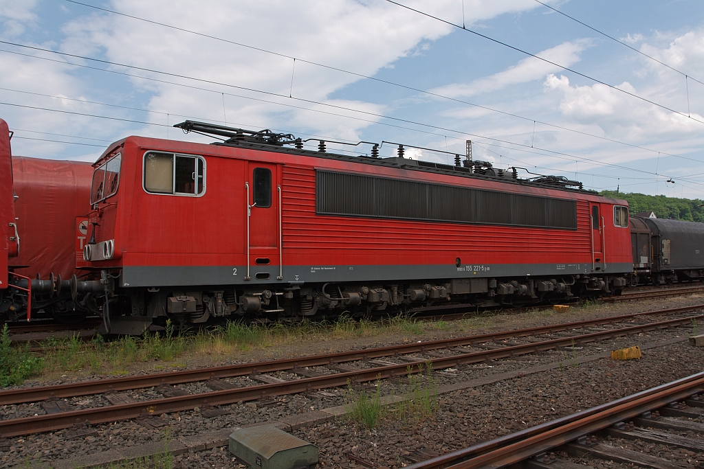 German electric locomotive 155 221-5 from the DB parked at the 04.06.2011 in Kreuztal (Germany).