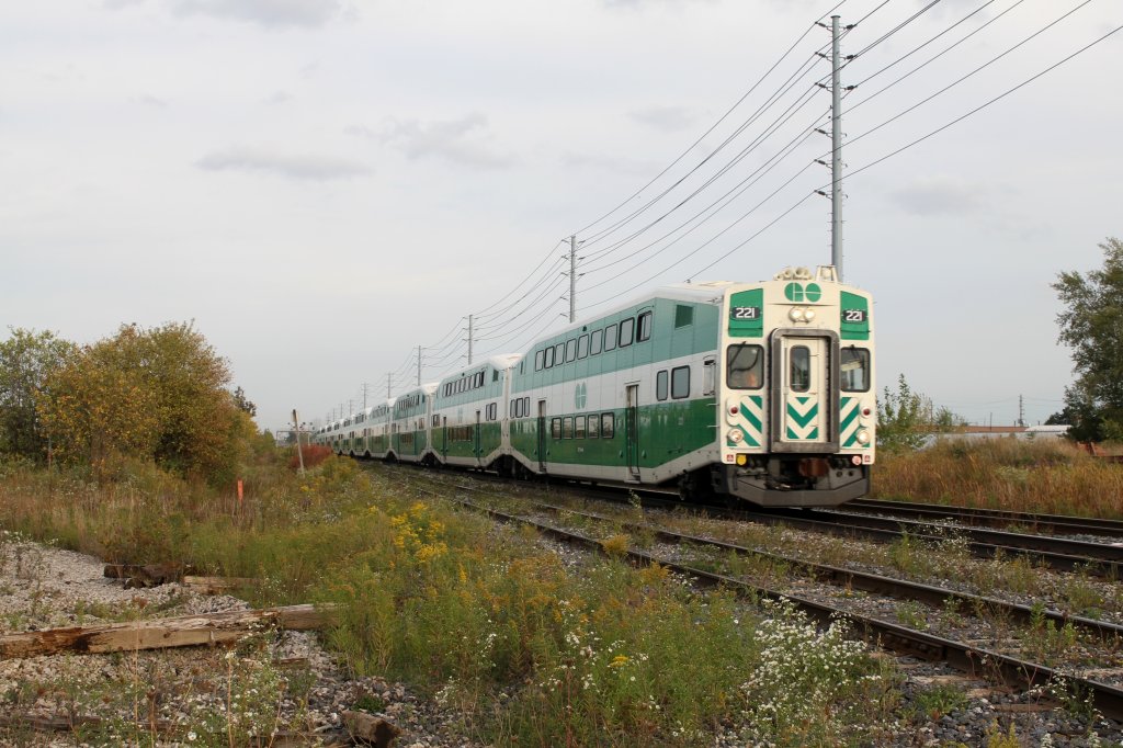 GO Transit (Greater Toronto Transit) with commuter train on 29.09.2010 at Torbram road in Toronto.