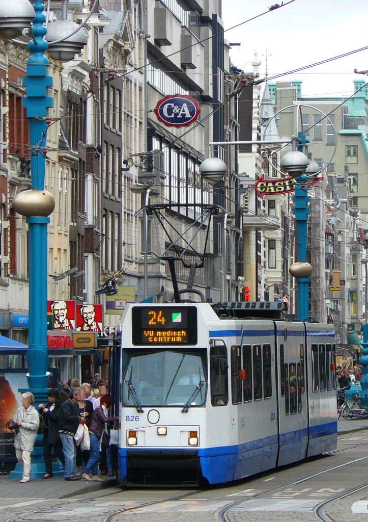 GVBA tram number 826 Damrak, Amsterdam 27-05-2011.