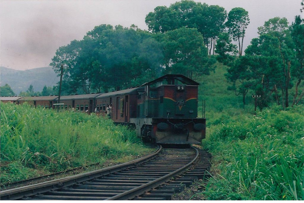 Henschel Thyssen Class M6 794 on down hill spotted at Watawala on a gloomy day in Sep 2012 heading to colombo. 