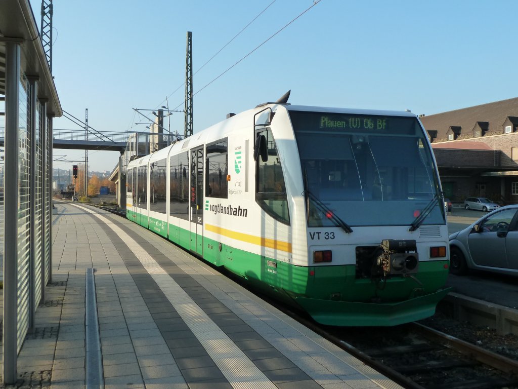 Here a lokal train from Hof to Plauen on November 14th 2012 in Hof.