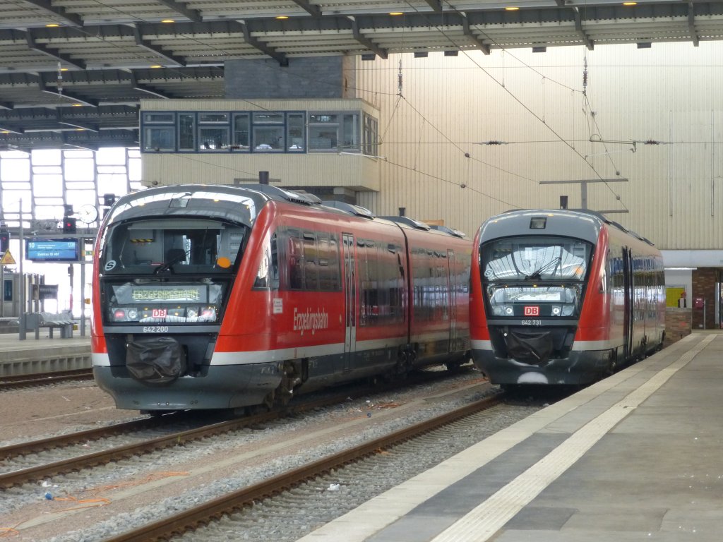 Here you can see two lokal trains in Chemnitz main station on April 1st 2013.