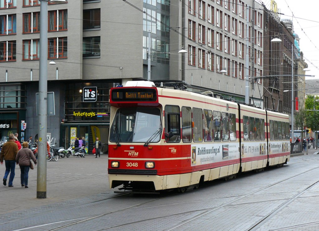 HTM Tram number 3048 Spui, Den Haag 29-05-2011.