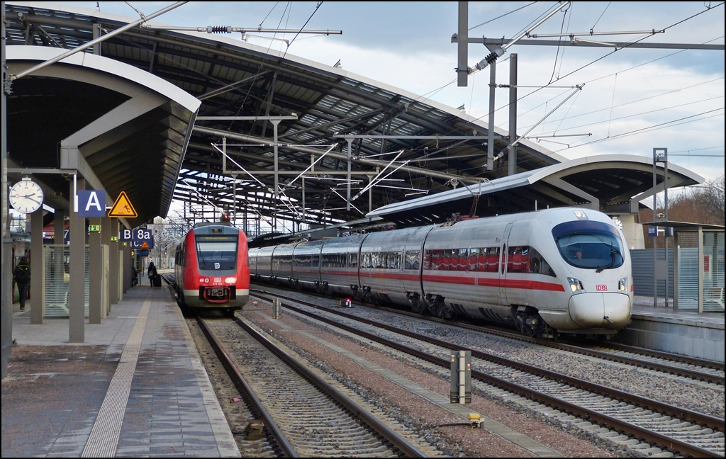 ICE-T and 612 134 pictured together in Erfurt main station on December 26th, 2012.