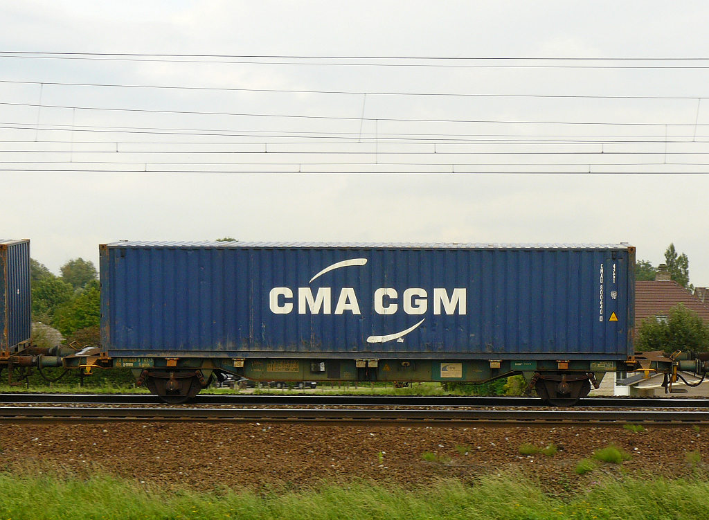 Lgnss Containercar in a train near Antwerp on 12-08-2011.