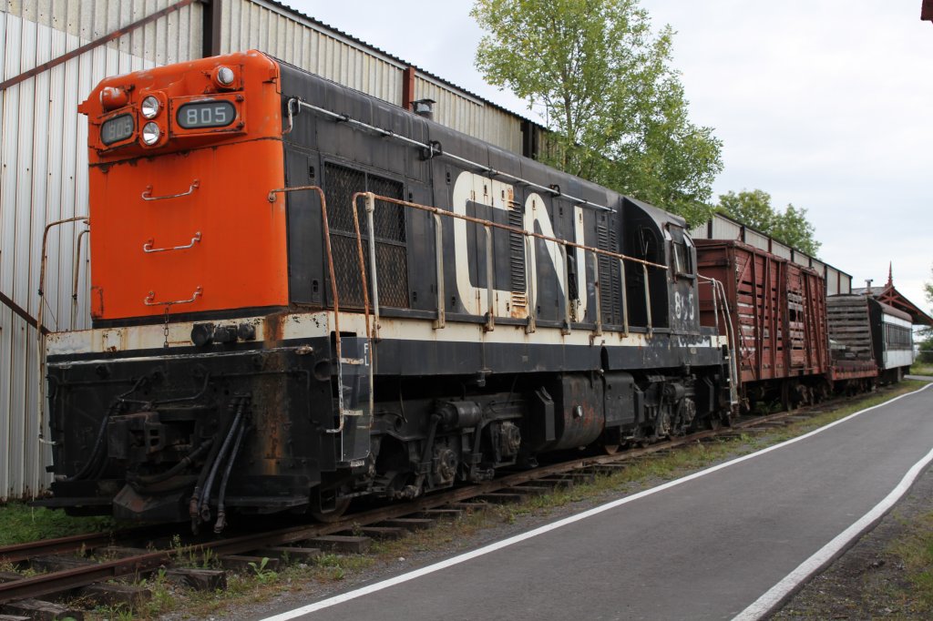 Narrow-gauge locomotive type G-8 CN 805 was built 1956 by GMD and operated in Newfoundland. 16.9.2010 in Delson,Qc.