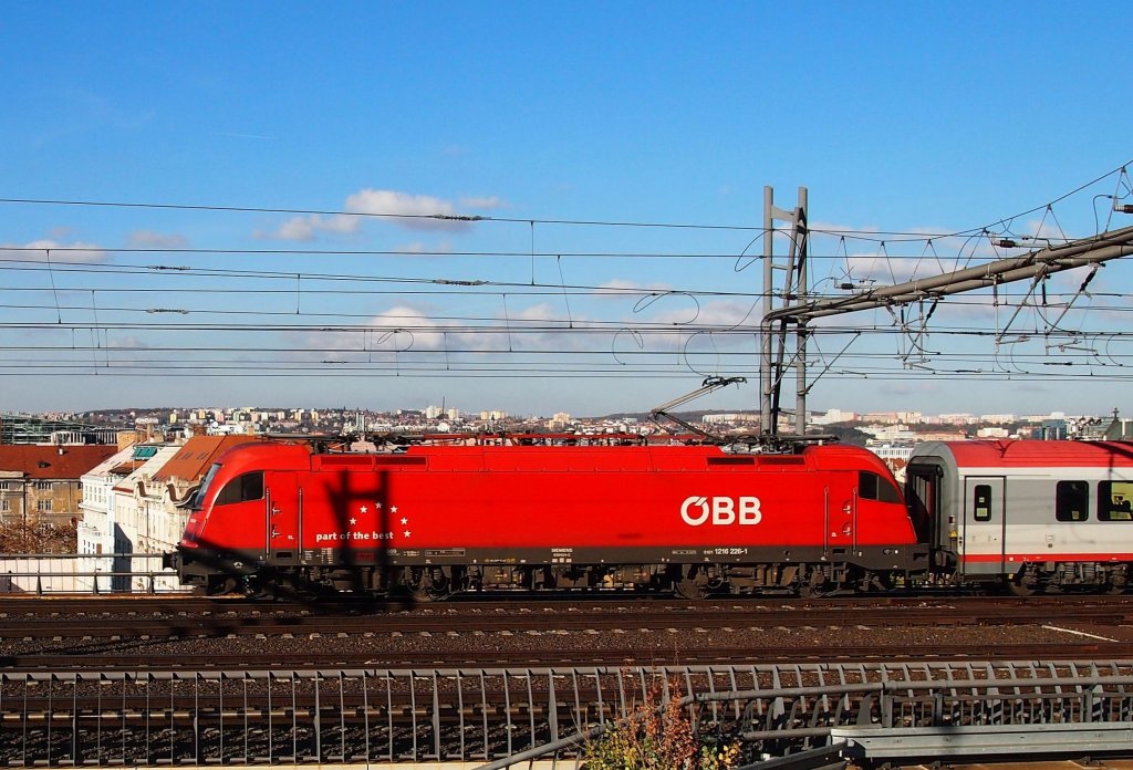ÖBB Taurus III 1216 226 (ES64U4) near the capital railway station Prague on the 31 Oct 2012.