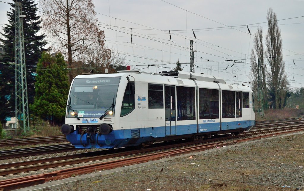 Railbus from the Rurvalley Railwaycompany (RTB) in Rheydt Centralestation on it's way to the destenystation Mnchengladbach centrale. 8th march 2013