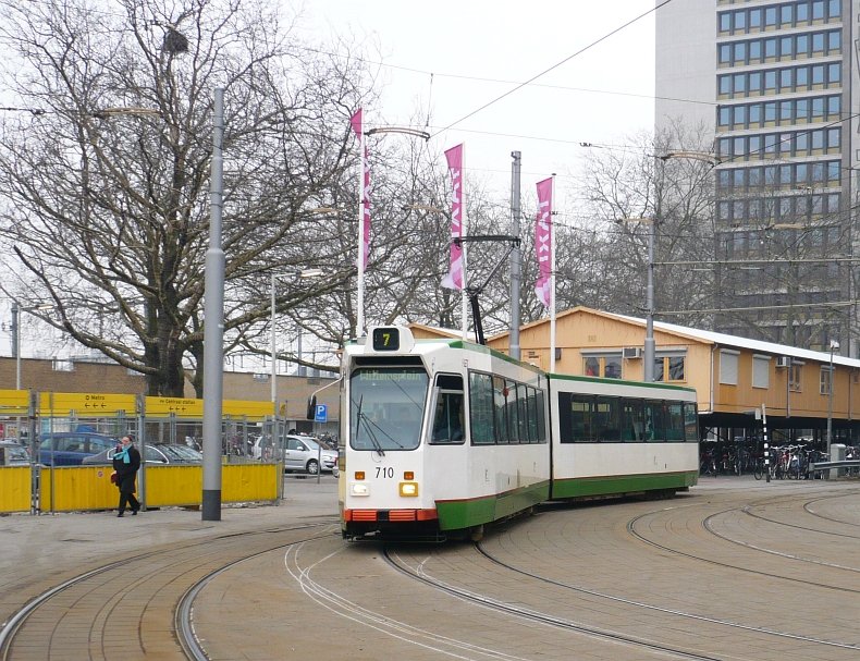 RET number 710 in front of the main station in Rotterdam 27-01-2010.