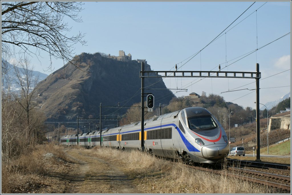 SBB ETR 610 from Milan to Geneva by Sion. 
14.02.2011