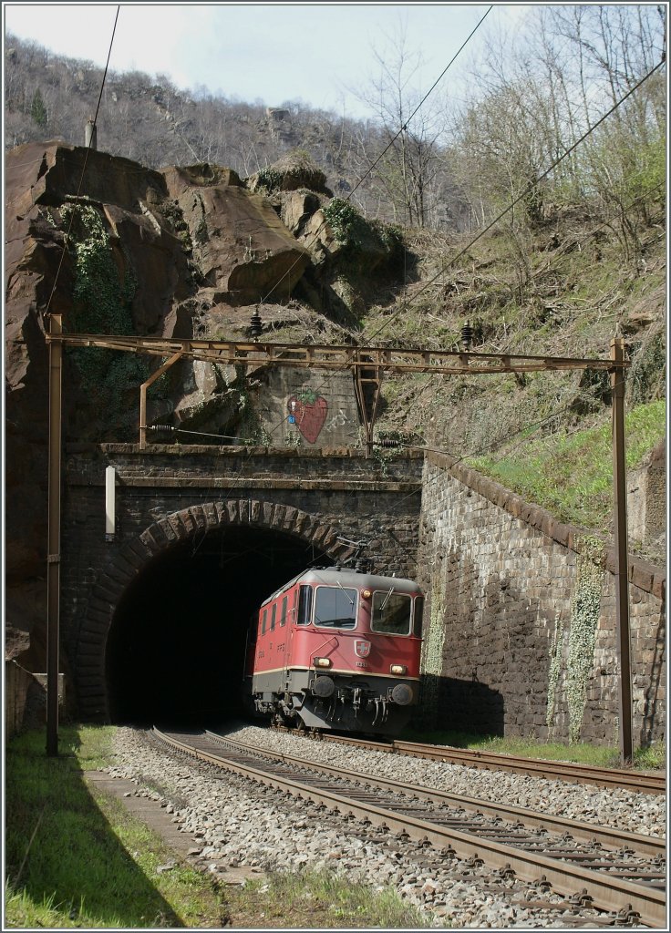 SBB Re 4/4 II/III 11332 in the  Biaschina . 
03.04.2013