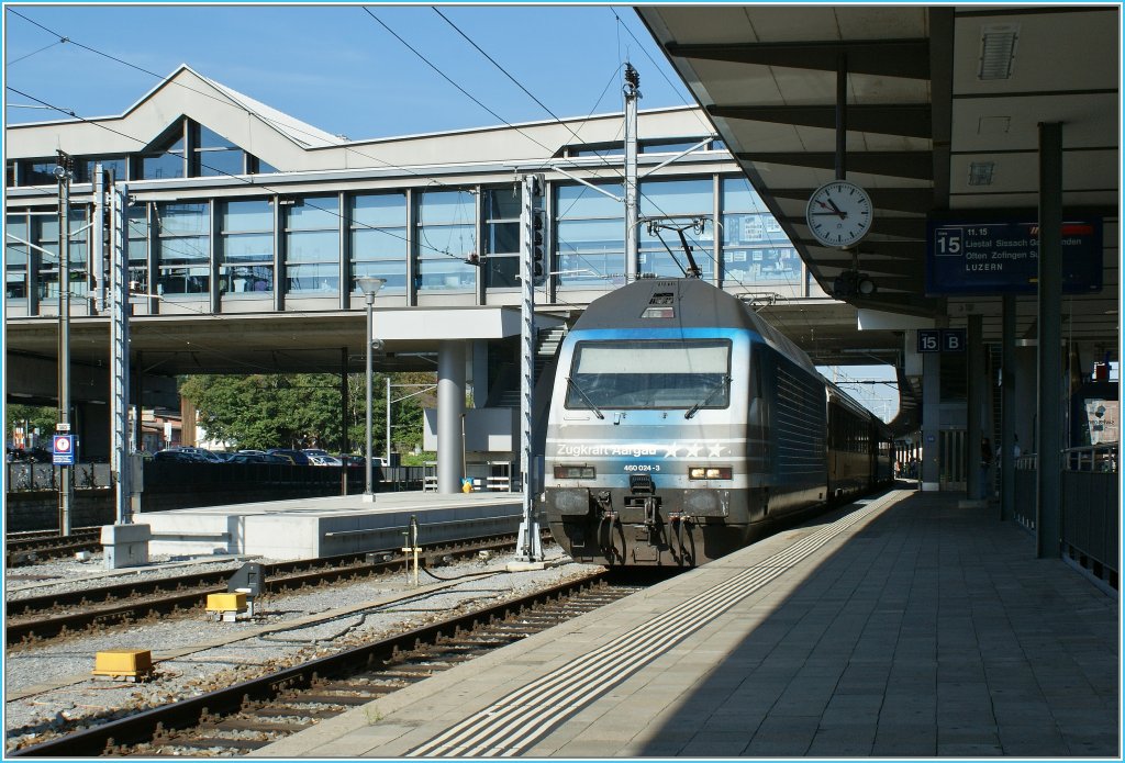 SBB Re 460 034-8  Zugkraft Aargau  in Basel SBB. 
11.09.2010