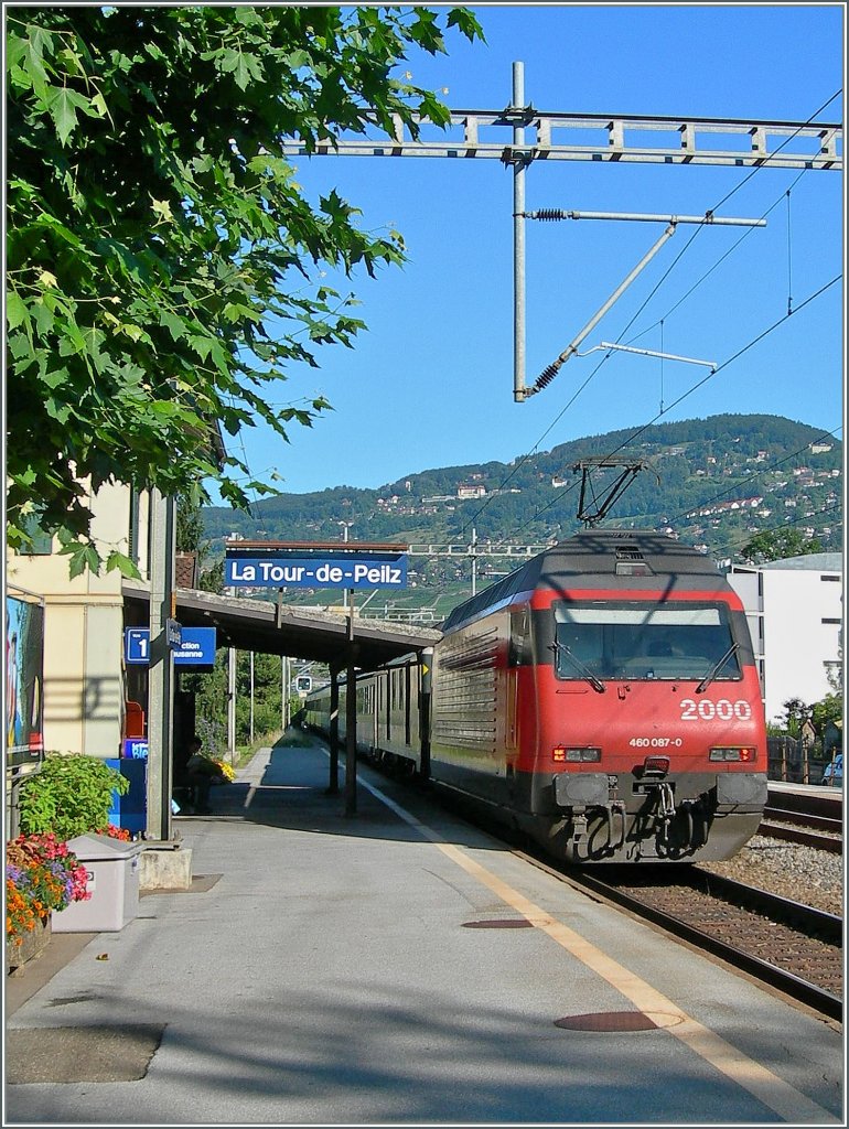 SBB Re 460 087-0 with an IR in La Tour de Peilz.
15.08.2006