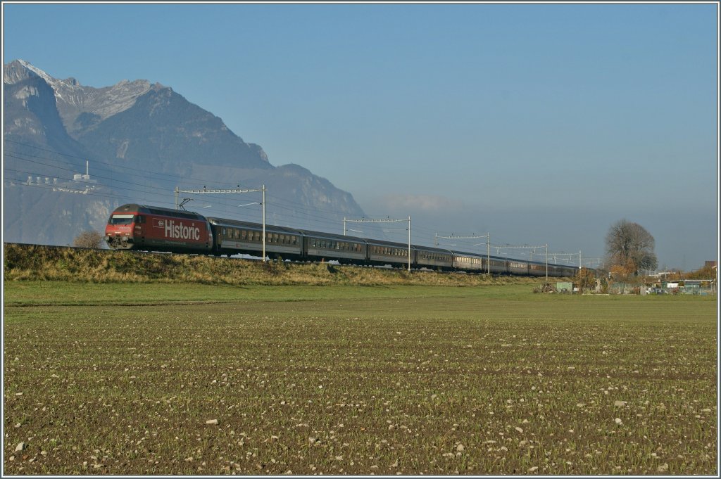 SBB Re 460  Historic  with an IR to Brig by Aigle.
20. 11.2012