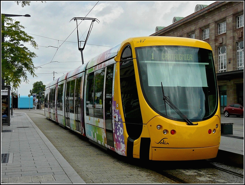Sola Alstom Citadis 300 tram N 2017 taken at Mulhouse on June 19th, 2010.