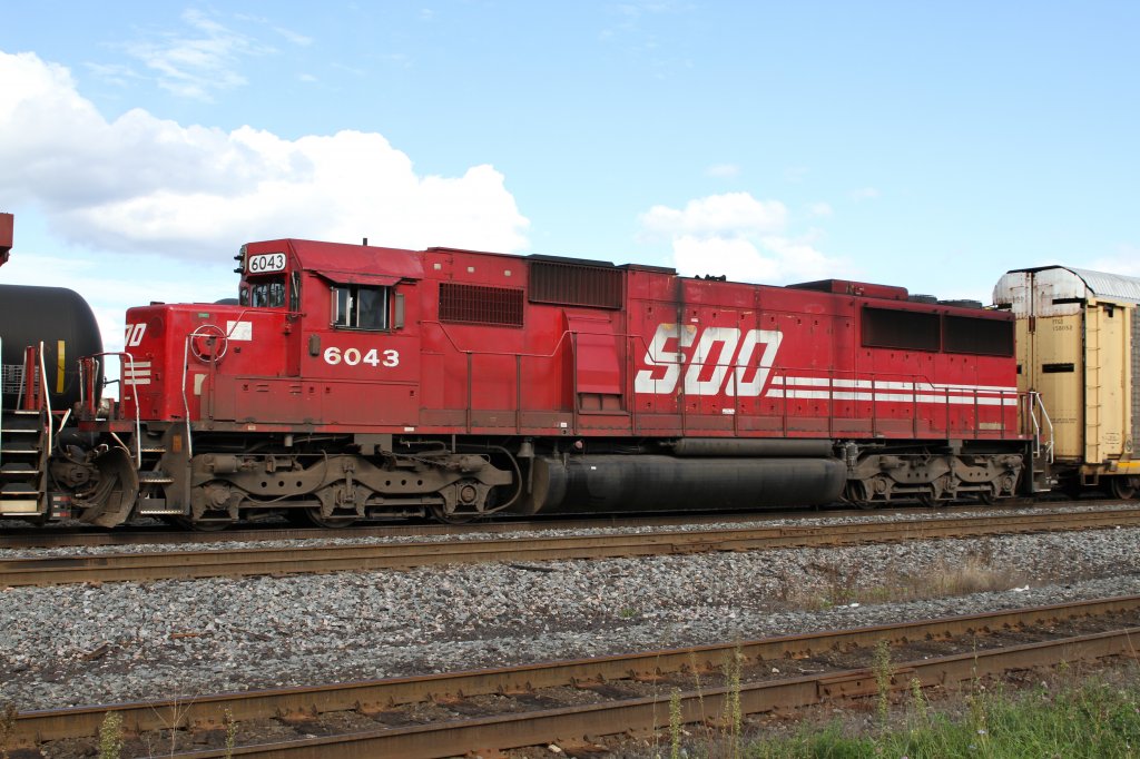 Soo Line 6043 (SD60) at 14.09.2010 on Smith Falls, ON. This line is now part of the Canadian National Railway.
