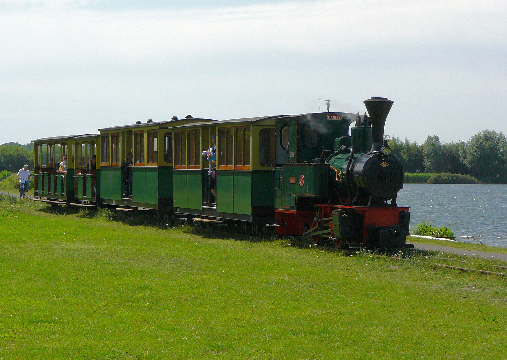 Steamlocomotive number 4 of the Dutch national narrow gauge museum in Valkenburg near Leiden 10-07-2011. More information about the museum here:
http://www.smalspoormuseum.nl/Menu/index.html
 