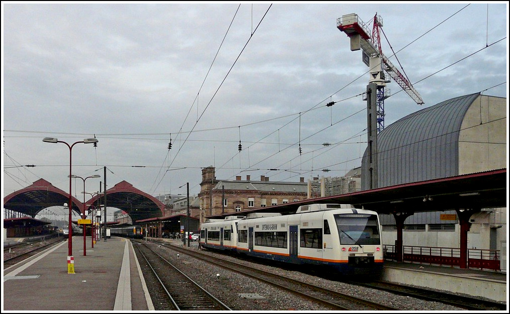 SWEG 650 double unit is waiting for passengers in the main station of Strasbourg on October 29th, 2011.