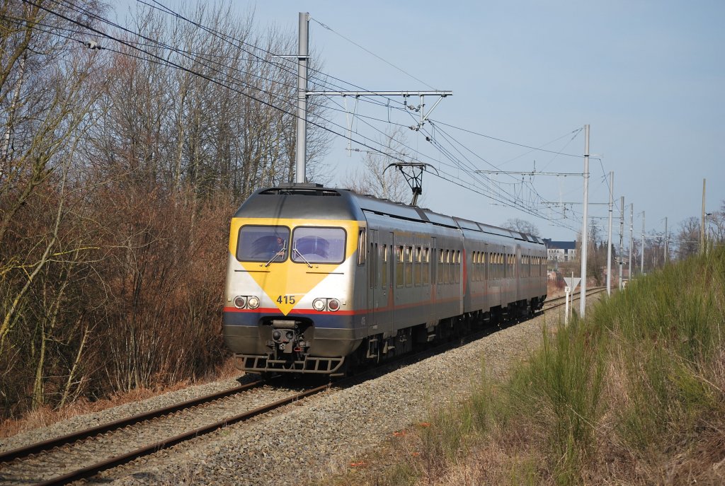 Test ride on L 39 (Welkenraedt-Montzen). EMU type 80  break . 22nd February 2012