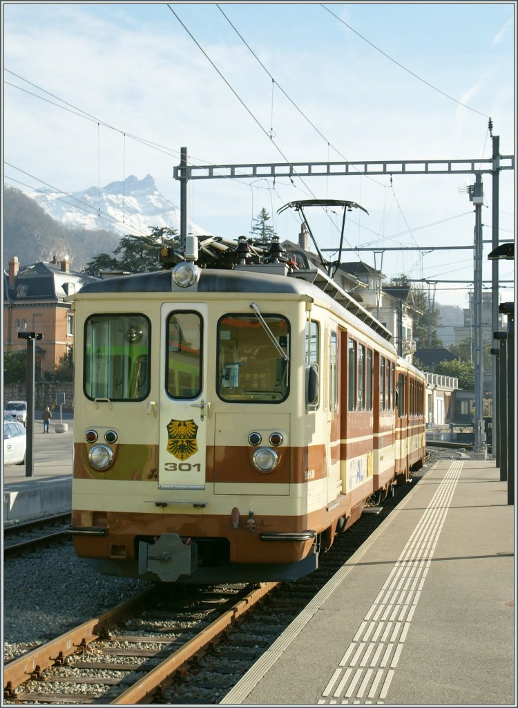 The A-L BDe 4/4 N301 in Aigle.
04.02.2011