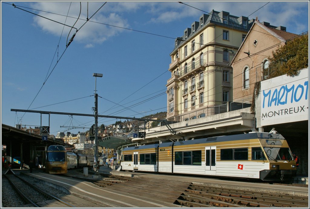 The CEV GTW Be 2/6  Blonay  by a visit in Montreux. 
06.03.2012