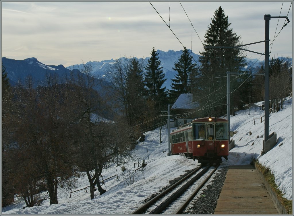 The CEV local train 1381 is approaching Lally. 
(Colour Version) 31.01.2013