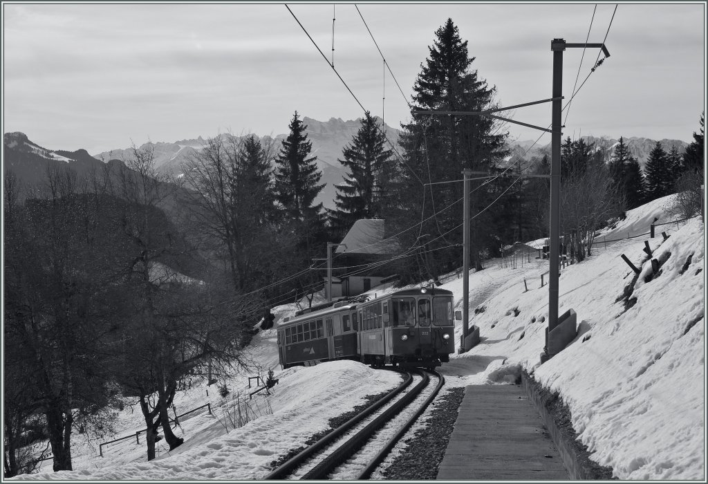 The CEV local train 1381 is approaching Lally. 
31.01.2013
